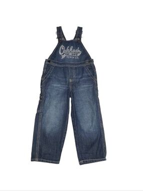 Boys Girls Oshkosh B'gosh Sz 3T Carpenter Style Overalls Denim Faded Dark Wash